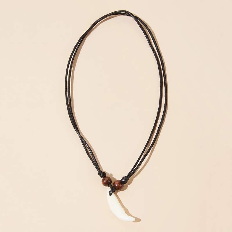 

Tooth Pendant Necklace, Black and white