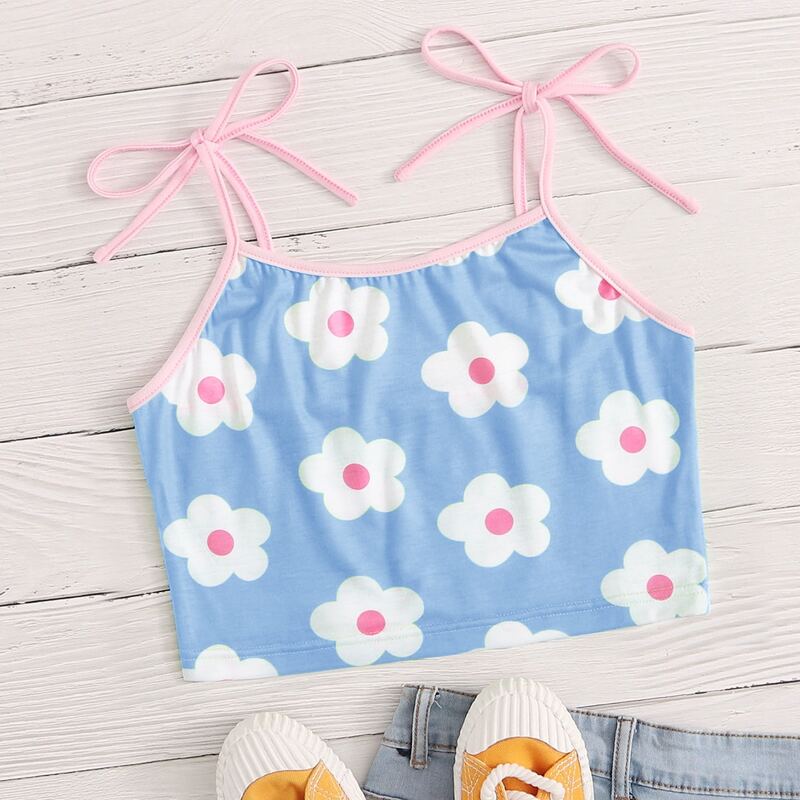 

Floral Crop Cami, Blue