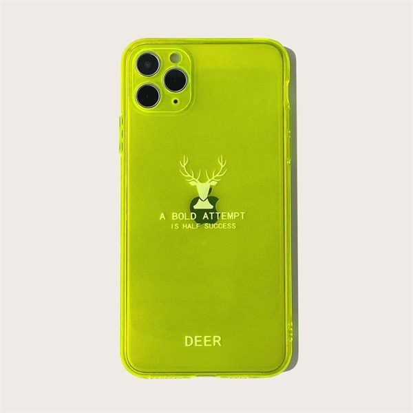 

1pc Slogan Graphic iPhone Case, Lime green