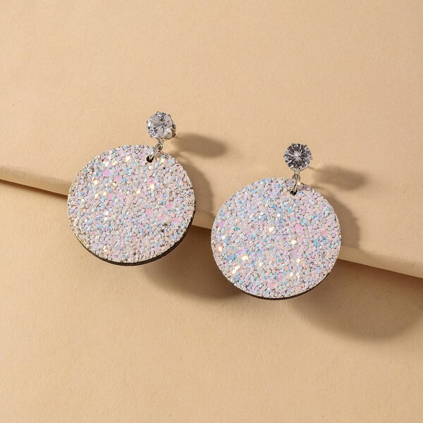 

Glitter Disc Drop Earrings, White