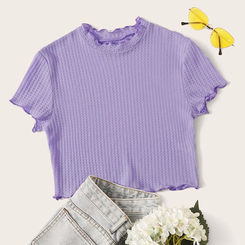 

Purple Lettuce Trim Tee, Violet purple