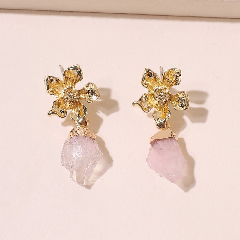 

Floral & Stone Drop Earrings, Multicolor