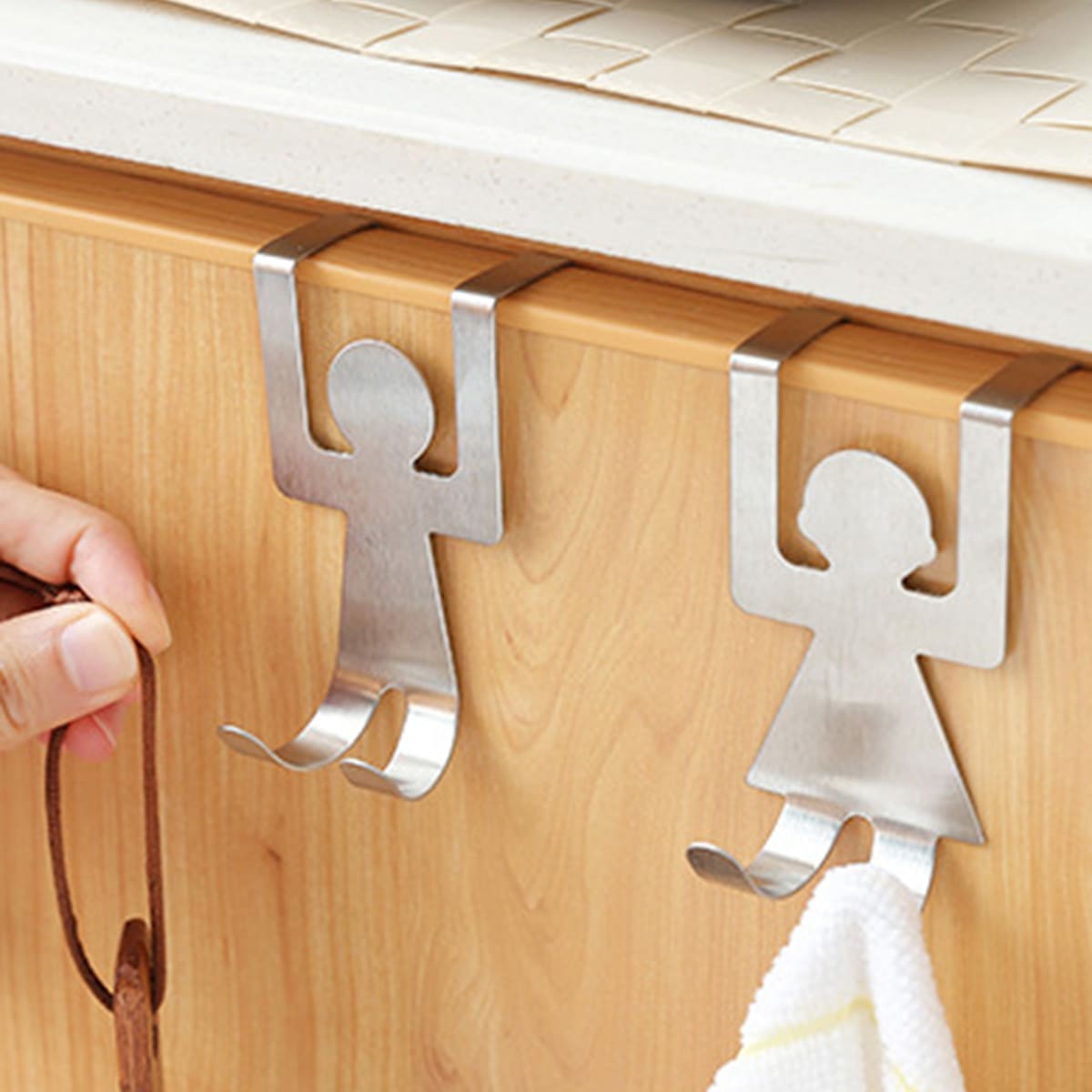 

2pcs Humanoid Door Back Hook, Silver