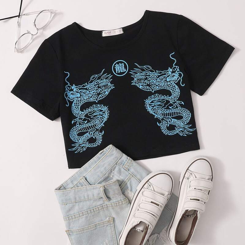 

Dragon Graphic Tee, Black