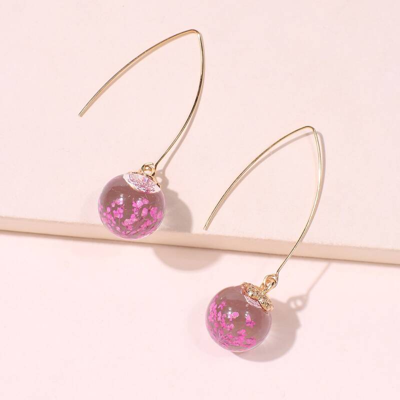 

Floral Ball Drop Earrings, Pink
