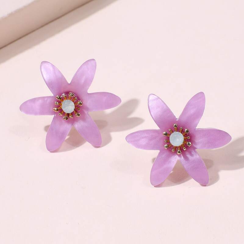 

Floral Stud Earrings, Purple