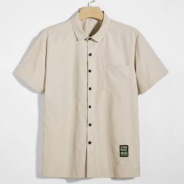 

Men Patched Pocket Front Shirt, Khaki