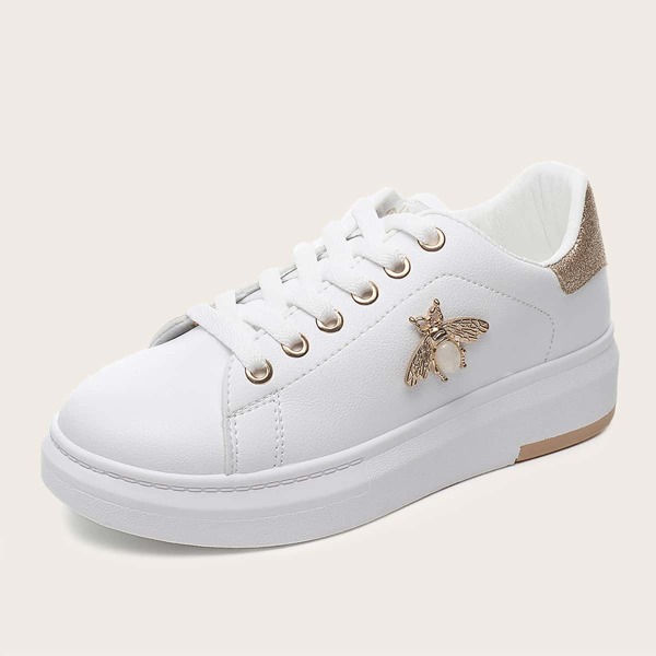 

Metal Bee Decor Chunky Sneakers, White