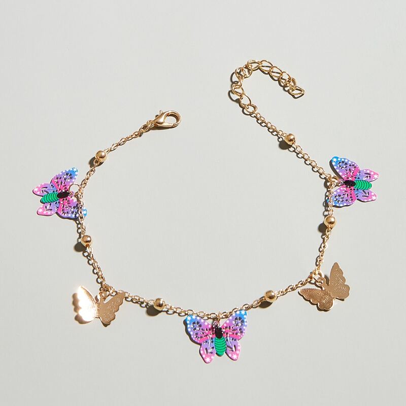 

Butterfly Charm Anklet, Purple
