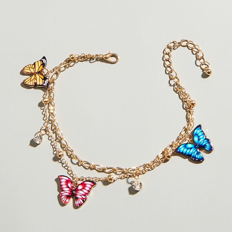 

Butterfly Layered Anklet, Multicolor