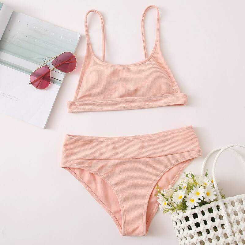 

Textured Pink Bikini Swimsuit