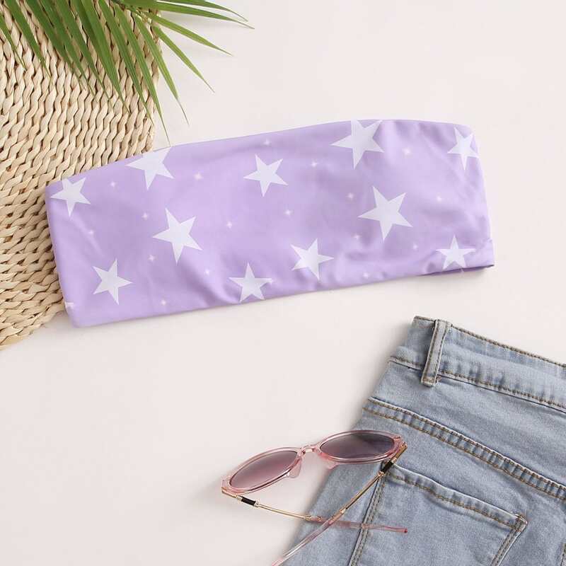 

Allover Star Bikini Top, Purple