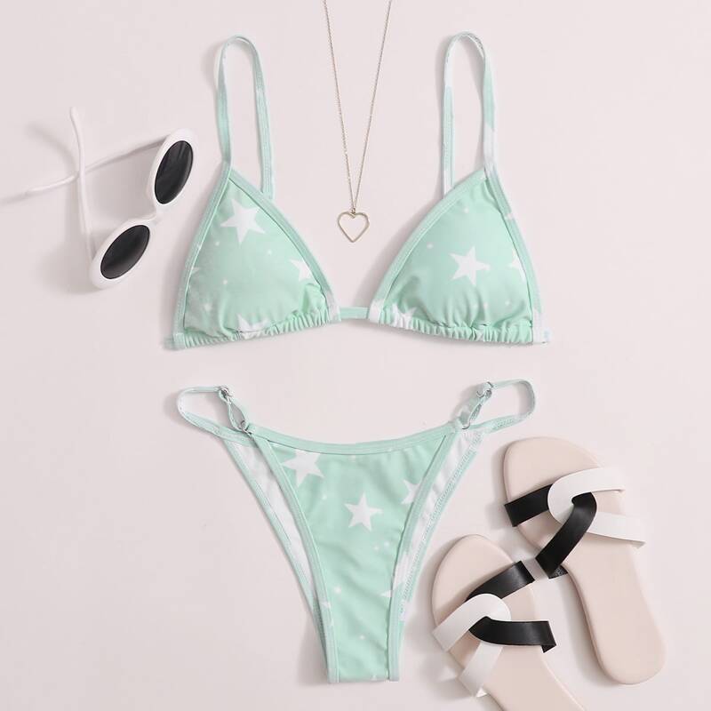 

Star String Bikini Swimsuit, Green