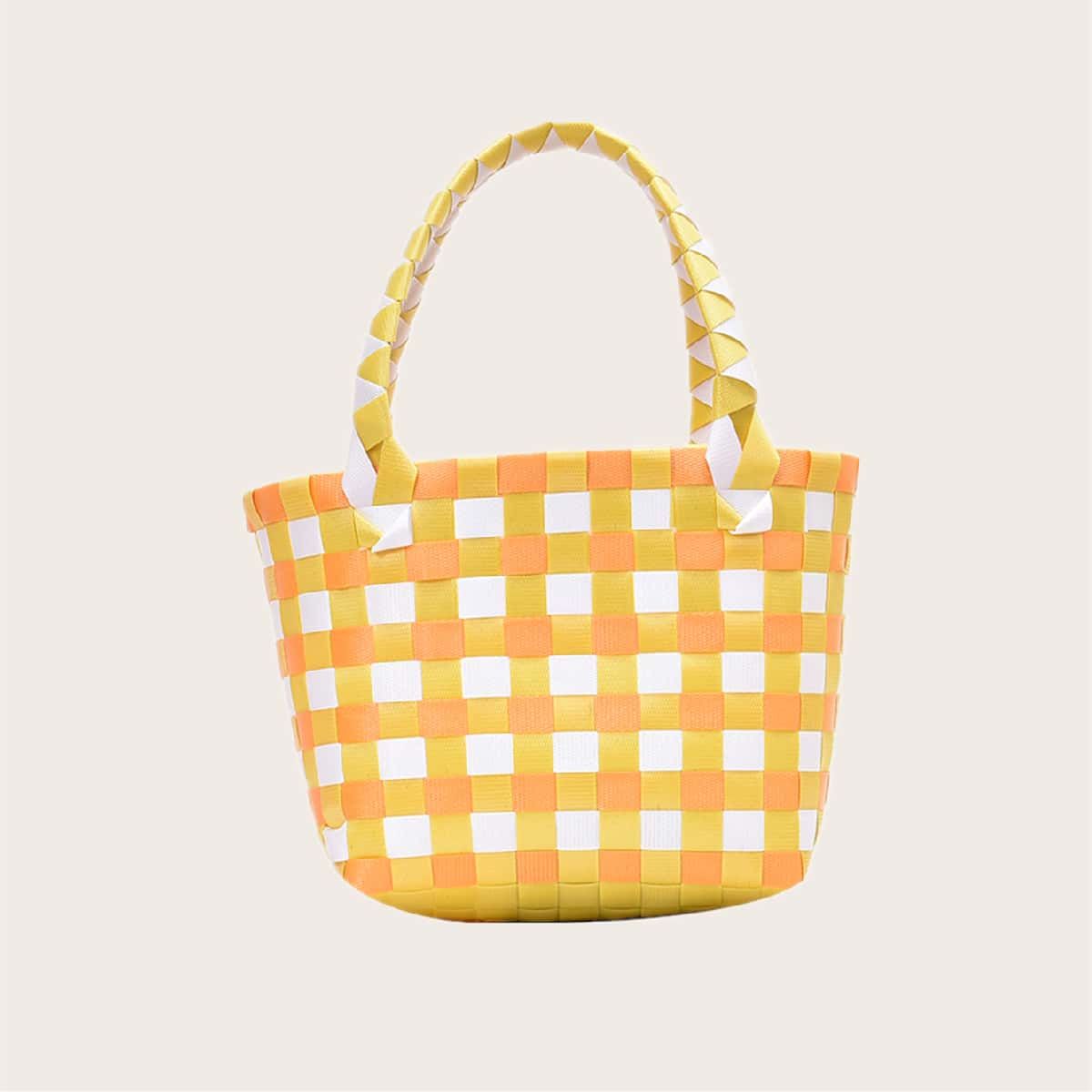 

Colorful Checked Woven Bag, Multicolor