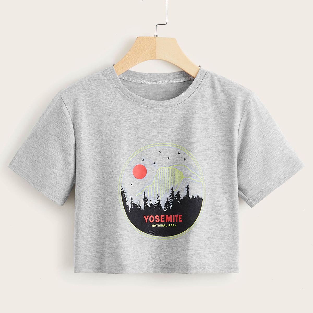 

Letter Graphic Crop Tee, Light grey