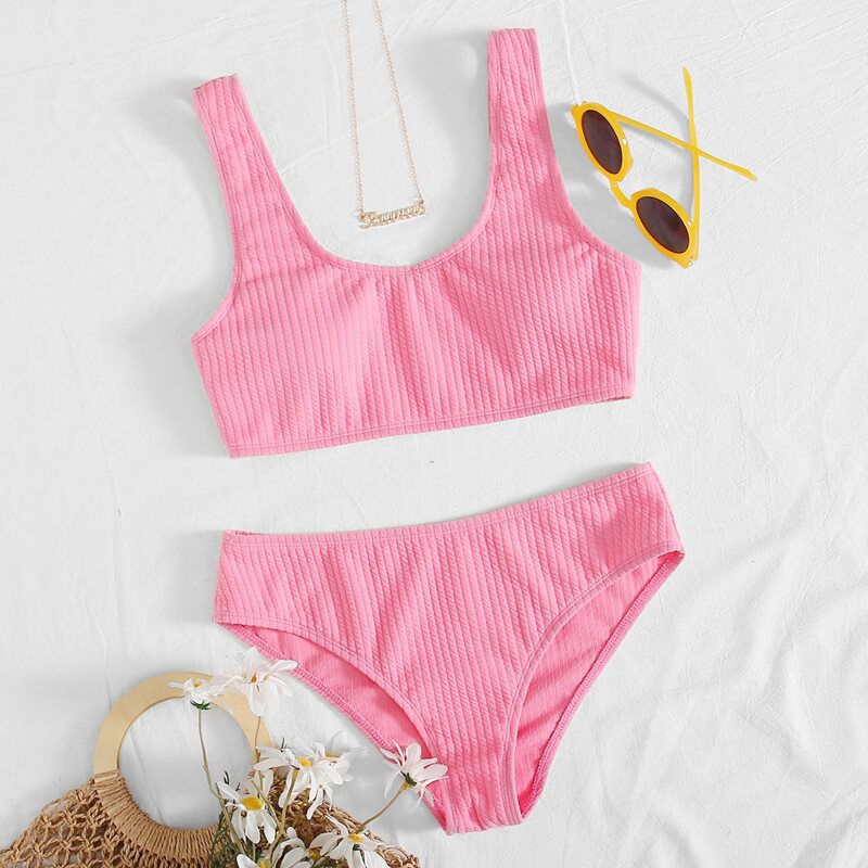 

Ribbed Bikini Swimsuit, Pink