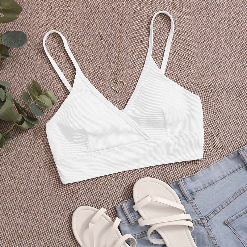 

Ribbed Bralette Bikini Top, White