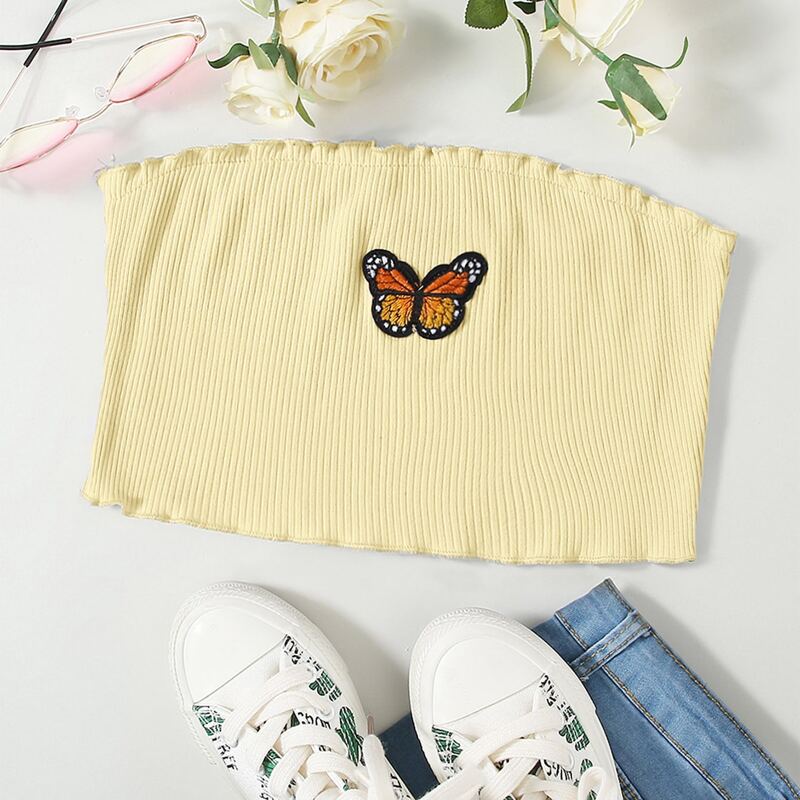 

Butterfly Patched Tube Top, Yellow