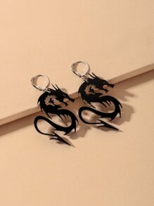 Dragon Drop Earrings - Black - View 1