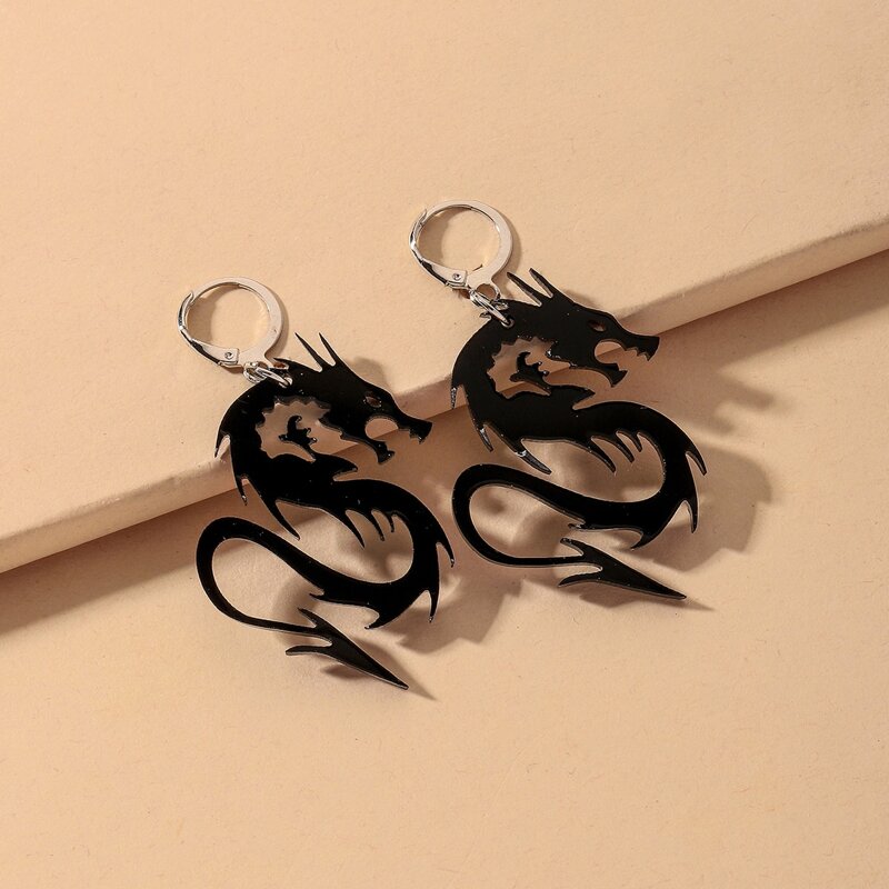 

Dragon Drop Earrings, Black