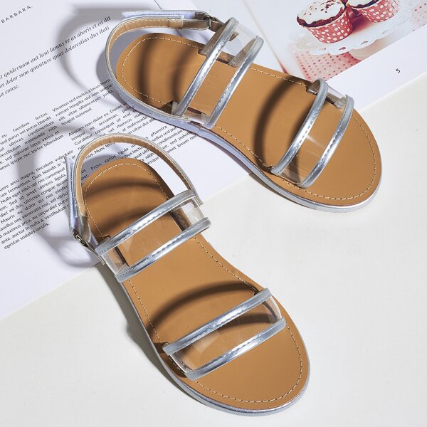 

Toddler Girls Clear Strap Slingback Sandals, Silver