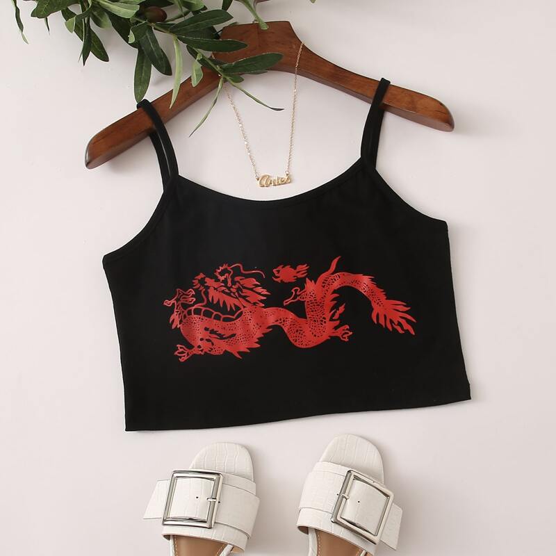 

Dragon Graphic Cami, Black