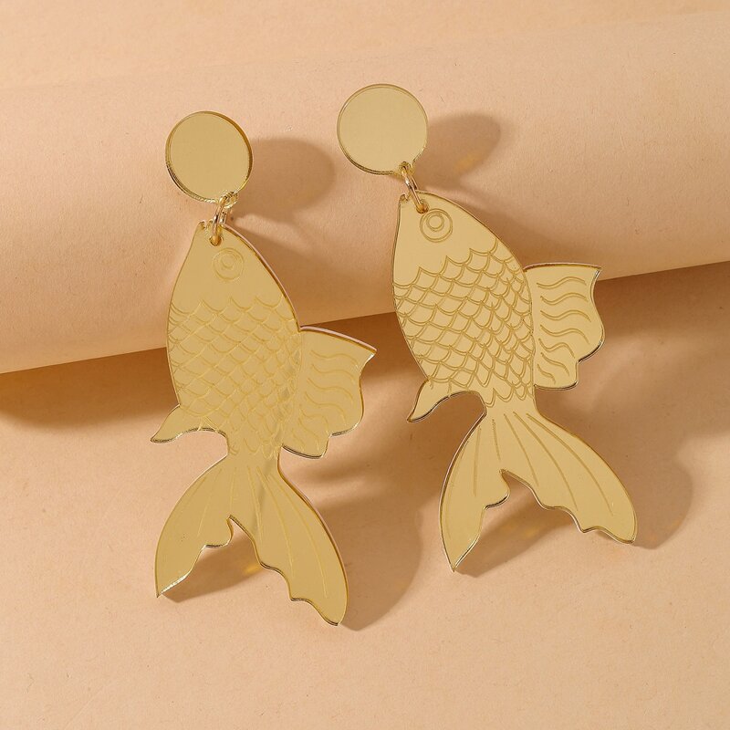 

Fish Drop Earrings, Gold