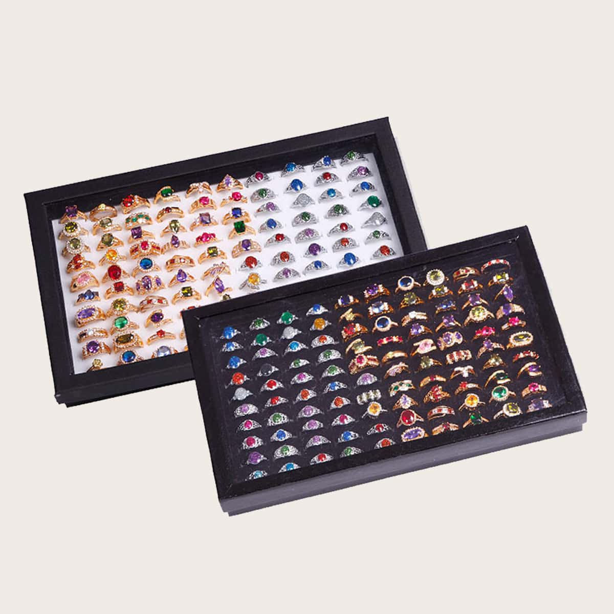 

1pc Ring Storage Box, Black