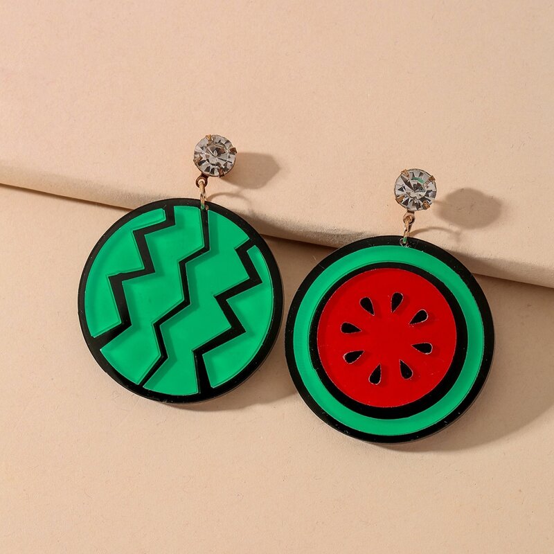 

Round Fruit Drop Earrings, Green