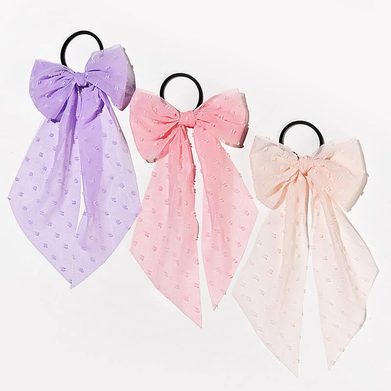 

3pcs Bow Decor Hair Tie, Multicolor