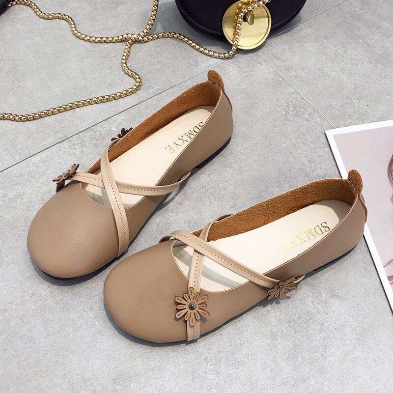

Floral Ballet Flats, Brown