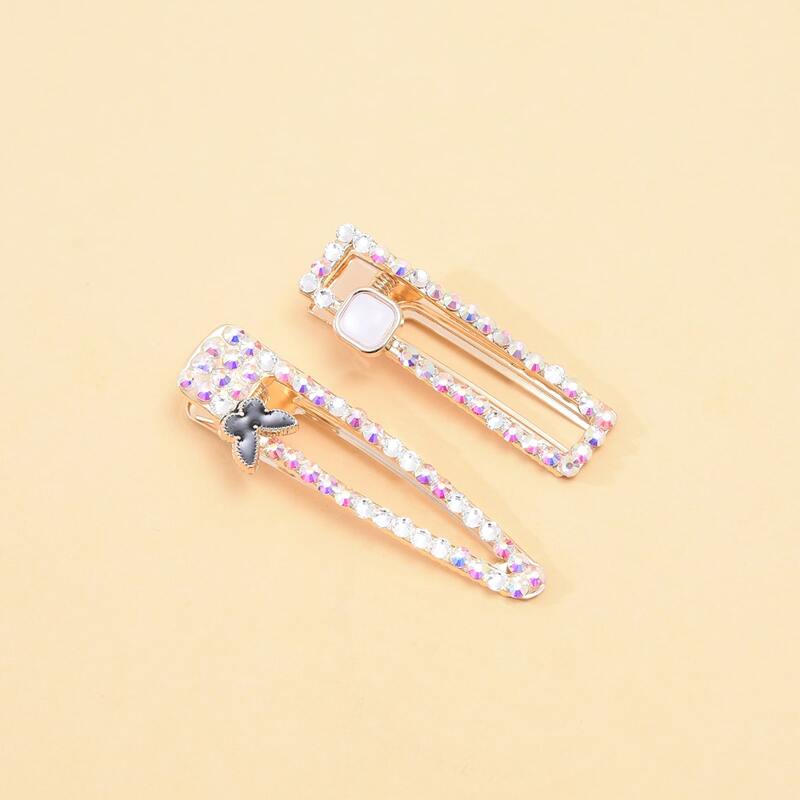 

2pcs Butterfly Decor Hair Clip, Gold