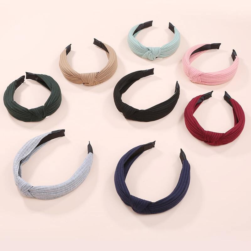 

8pcs Knot Decor Hair Hoop, Multicolor