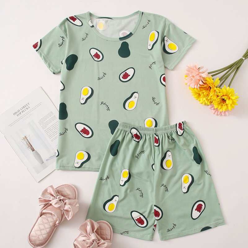 

Avocado Print Top & Shorts PJ Set, Green