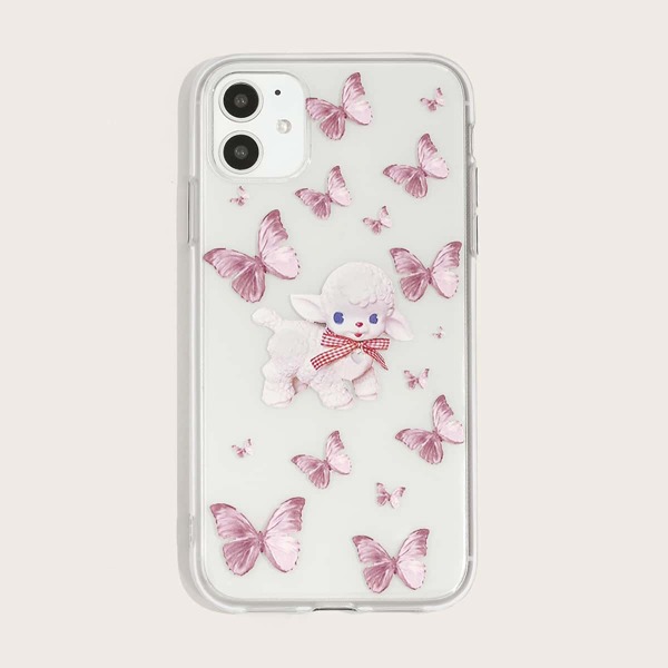 

Чехол для iPhone с принтом "бабочка" 1шт, Розовые