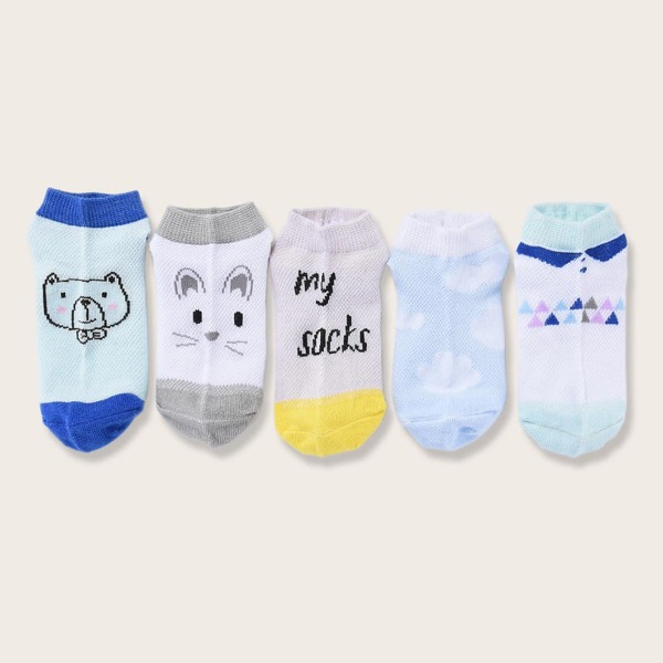

5pairs Toddler Kids Cartoon Graphic Socks, Multicolor