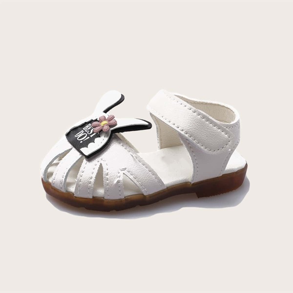 

Baby Girl Cartoon Appliques Sandals, White