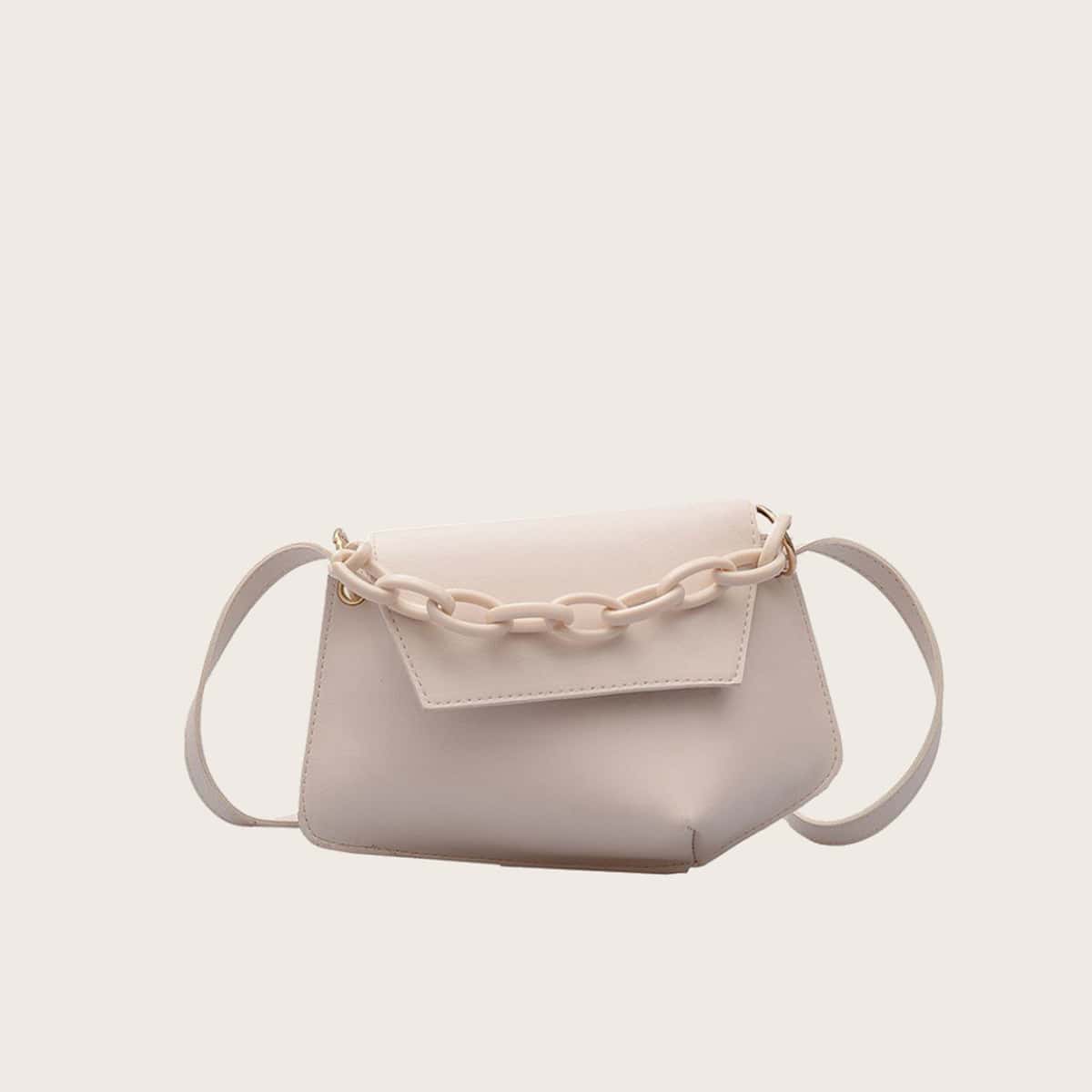 

Solid Flap Crossbody Bag, White