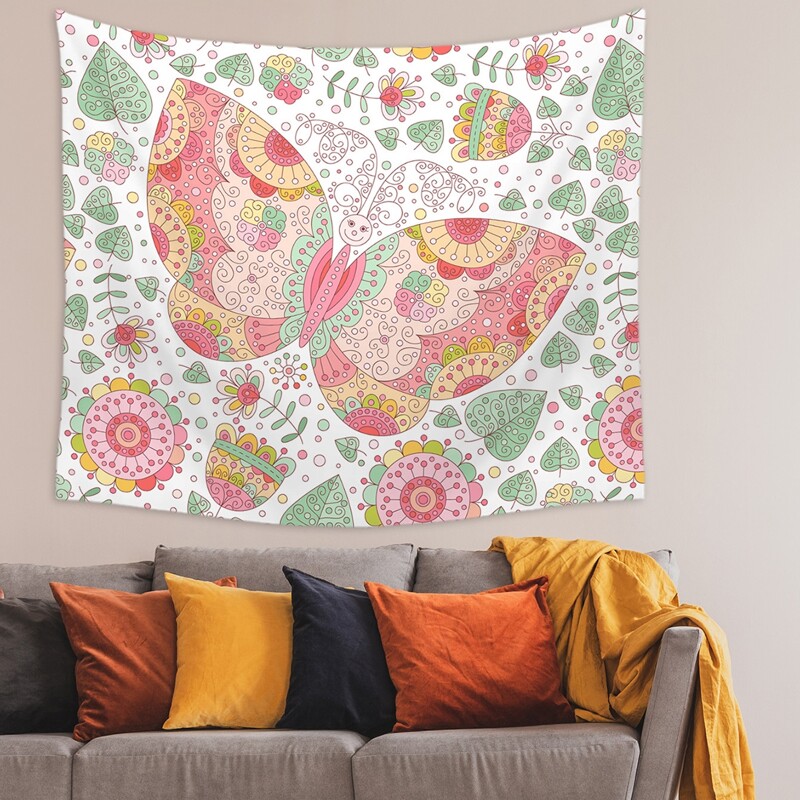 

Butterfly Print Tapestry, Multicolor