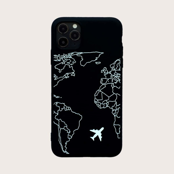 

Чехол для iPhone с принтом "карта" 1шт, Чёрный