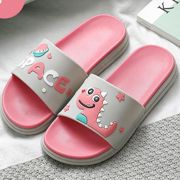 

Boys Cartoon Dinosaur Pattern Slides, Pink