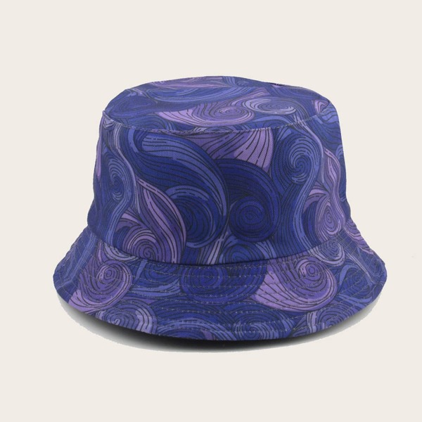 

Men Wave Pattern Bucket Hat, Purple