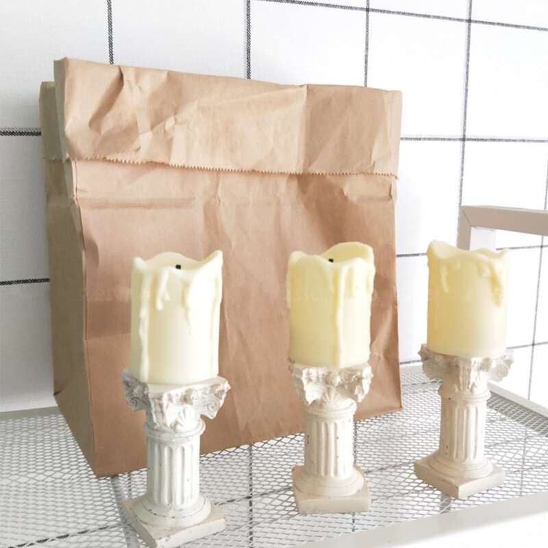 

1pc Roman Column Design Candle Holder, White