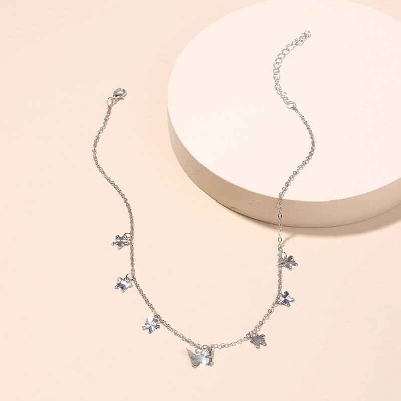 

Butterfly Charm Necklace, Silver