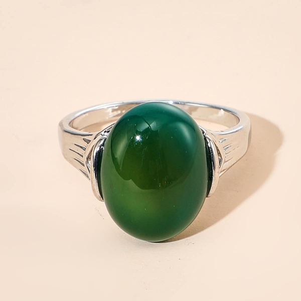 

Gemstone Engraved Ring, Green