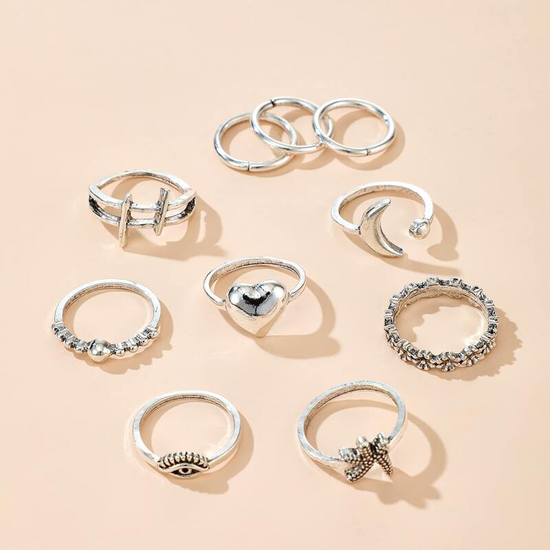 

10pcs Eye Design Ring, Silver