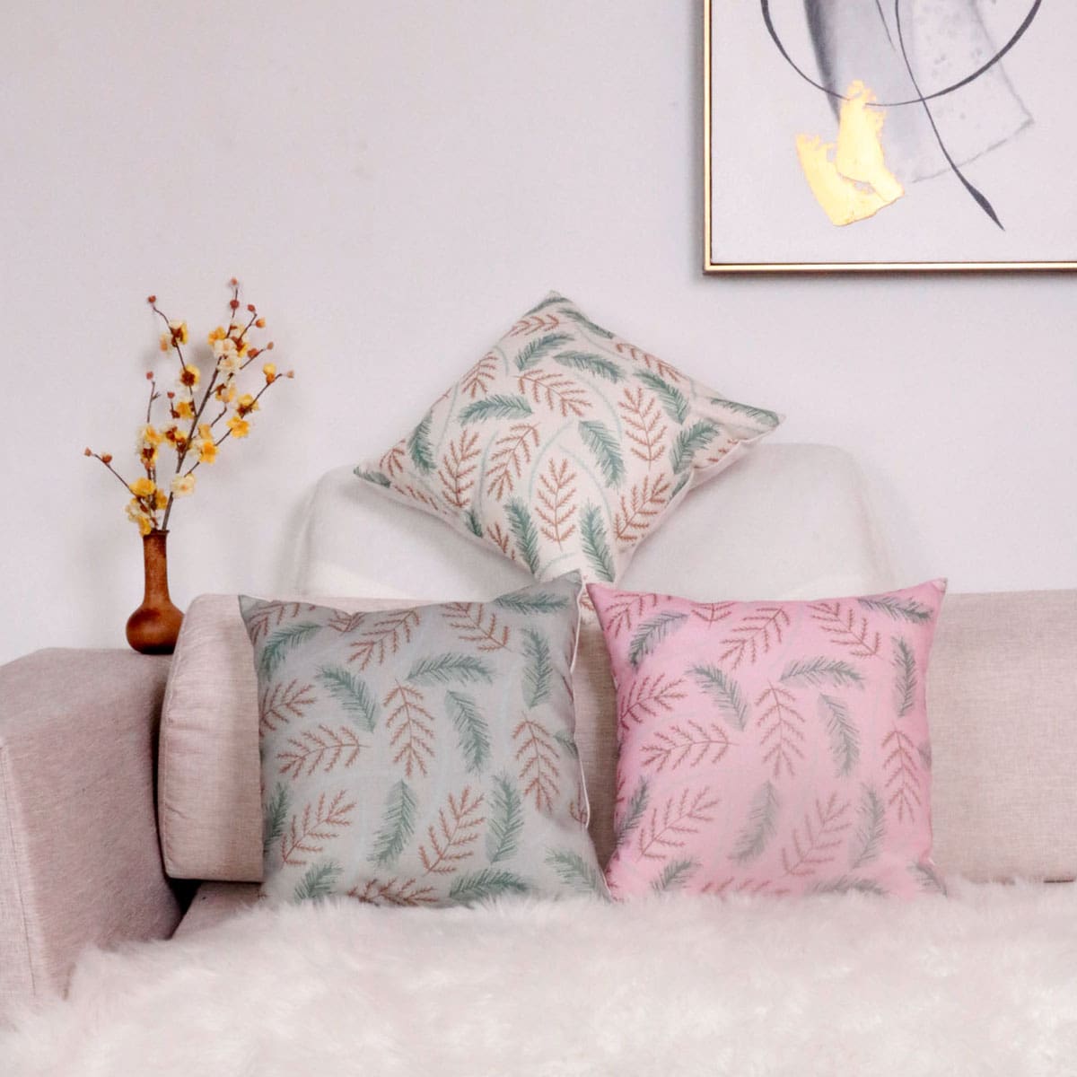

1pc Leaf Print Cushion Cover Without Filler, Multicolor