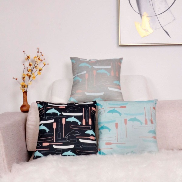 

1pc Dolphin Print Cushion Cover Without Filler, Multicolor