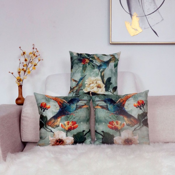 

1pc Bird Print Cushion Cover Without Filler, Multicolor
