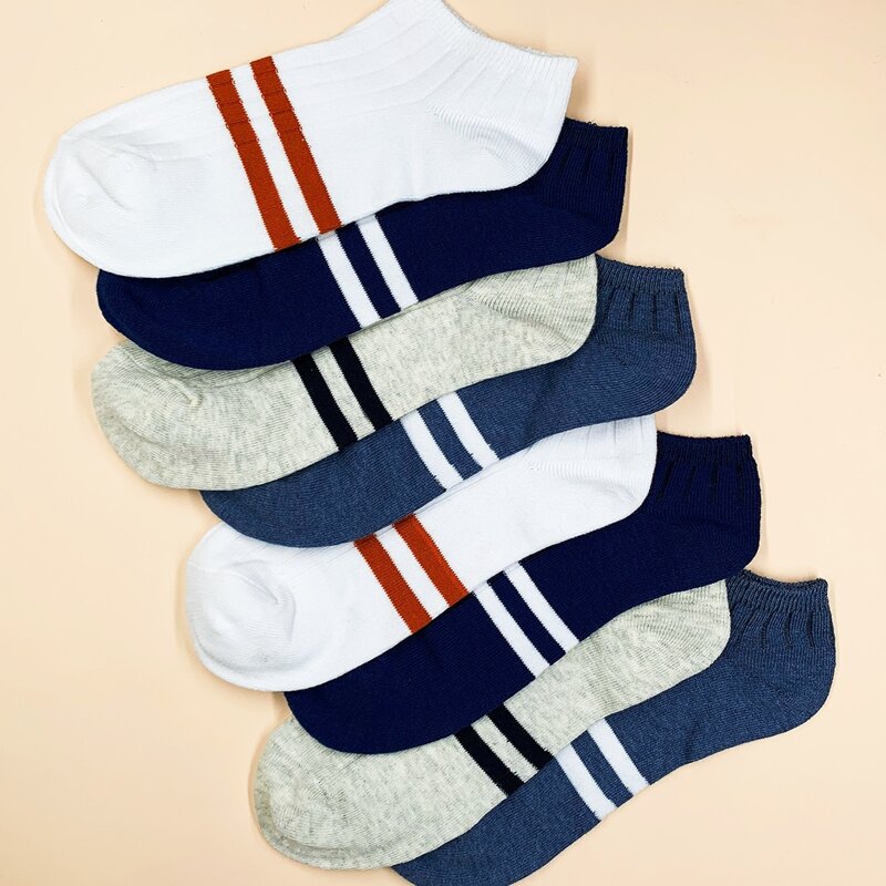 

8pairs Guys Striped Ankle Socks, Multicolor